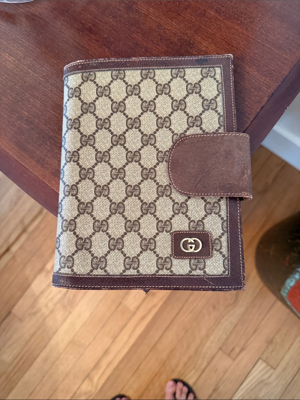 Gucci Beige and Brown GG Supreme Canvas Agenda Cover. 7x9”